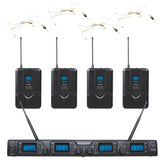 Système de microphone casque sans fil Zzip UHF 4 canaux avec microphones à tête beige